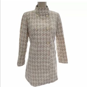 Banana Republic Trench Coat Houndstooth Tan&Ivory